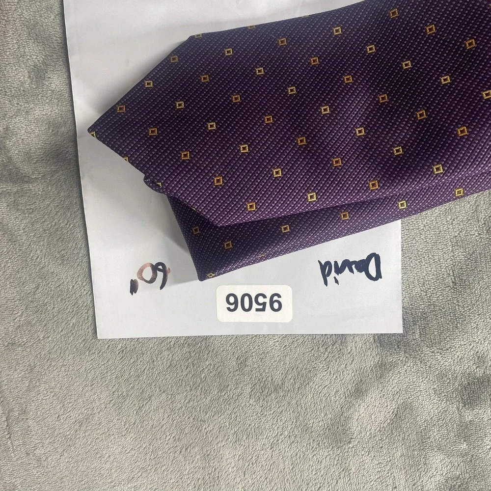 David Donahue Tie Mens One Size Purple 100% Silk Geometric Classic Woven Necktie